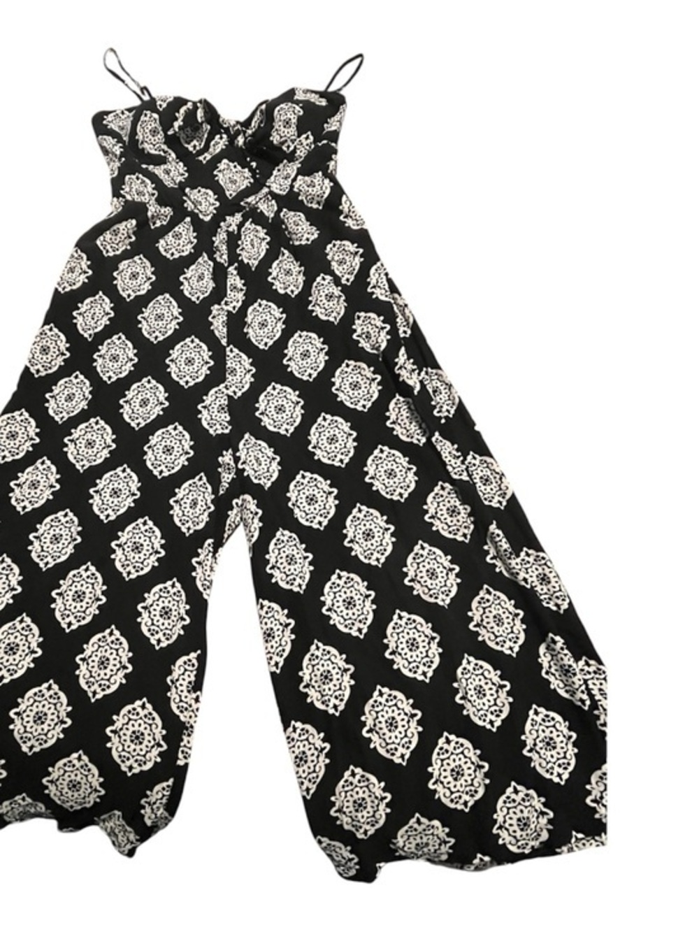 As U Wish Black Jumpsuit with White Medallion Print